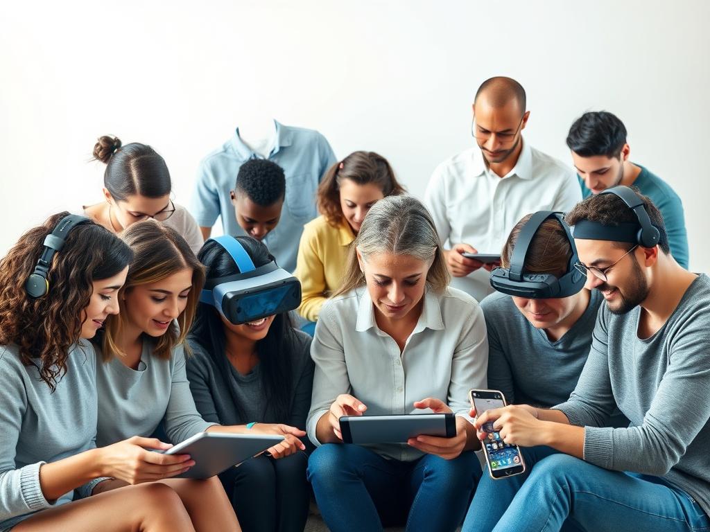 A group of diverse individuals engaged in various cognitive exercises and brain training activities, set against a clean, minimalist background. The foreground features people of different ages, genders, and backgrounds collaborating on puzzles, memory tasks, and problem-solving exercises, their faces alight with concentration and determination. The middle ground showcases various brain stimulation tools, such as tablets, virtual reality headsets, and interactive displays. The background is a serene, softly-lit space, emphasizing the calming and focus-inducing nature of the brain training. Lighting is natural and diffused, creating a sense of tranquility and introspection. The overall mood is one of intellectual engagement, personal growth, and the collective pursuit of cognitive enhancement.