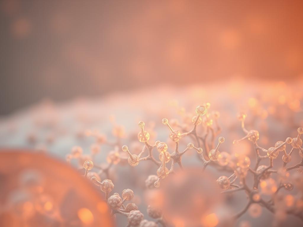 Erfolgreiche Ureaplasma Selbstheilung – Ihre Chance 2 A serene and tranquil scene of self-healing ureaplasma bacteria, captured in a microscopic view. The foreground features a close-up of the delicate, translucent cells, their intricate structures visible under warm, soft lighting. In the middle ground, a network of interconnected ureaplasma colonies thrives, demonstrating the remarkable ability of these organisms to regenerate and restore balance. The background is a hazy, out-of-focus expanse, conveying a sense of the broader microbial ecosystem in which this self-healing process takes place. The overall mood is one of wonder and optimism, reflecting the resilience and self-correcting power of nature's smallest lifeforms.