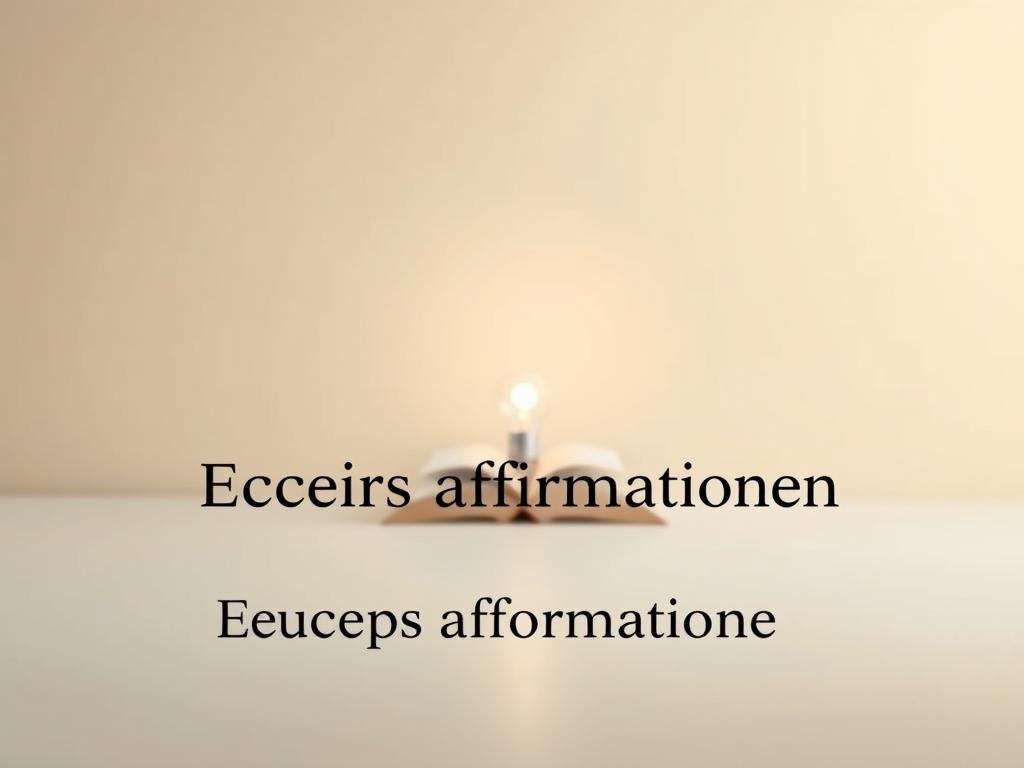 Nutze Erfolgsaffirmationen für Deinen Durchbruch 1 A serene, minimalist composition showcasing the "Definition von Erfolgsaffirmationen". In the foreground, a crisp, clear definition of the term appears, rendered in a clean, elegant typeface against a soft, pastel-toned background. The middle ground features a simple, yet striking visual metaphor, such as a glowing light bulb or an open book, symbolizing the power and illumination of positive affirmations. The background gently fades into a calming, abstract gradient, evoking a sense of tranquility and focus. The overall mood is one of clarity, inspiration, and the transformative potential of success-oriented self-talk. Soft, diffused lighting casts a warm, inviting glow across the scene, while a slight, cinematic angle adds depth and visual interest.
